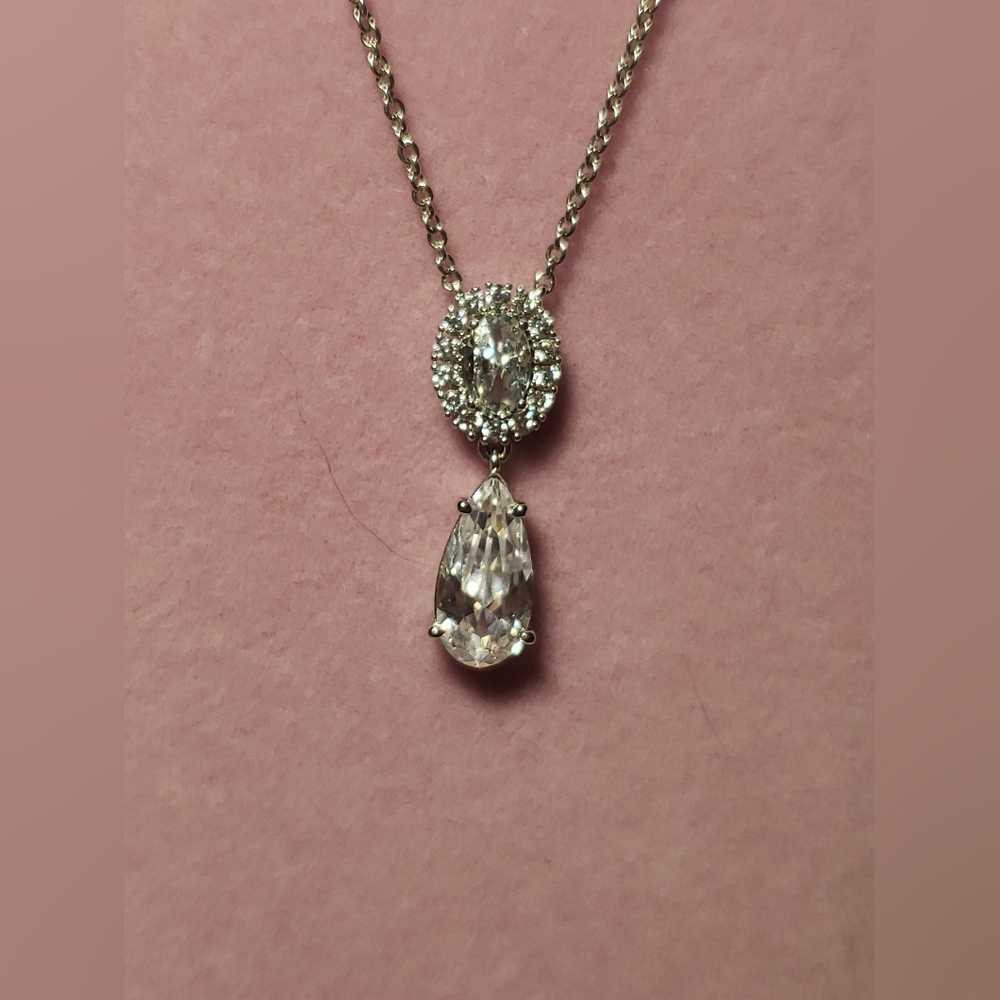 Eliot Danori Stunning Silver and Crystal Drop Necklace, Would Make A Great Gift!